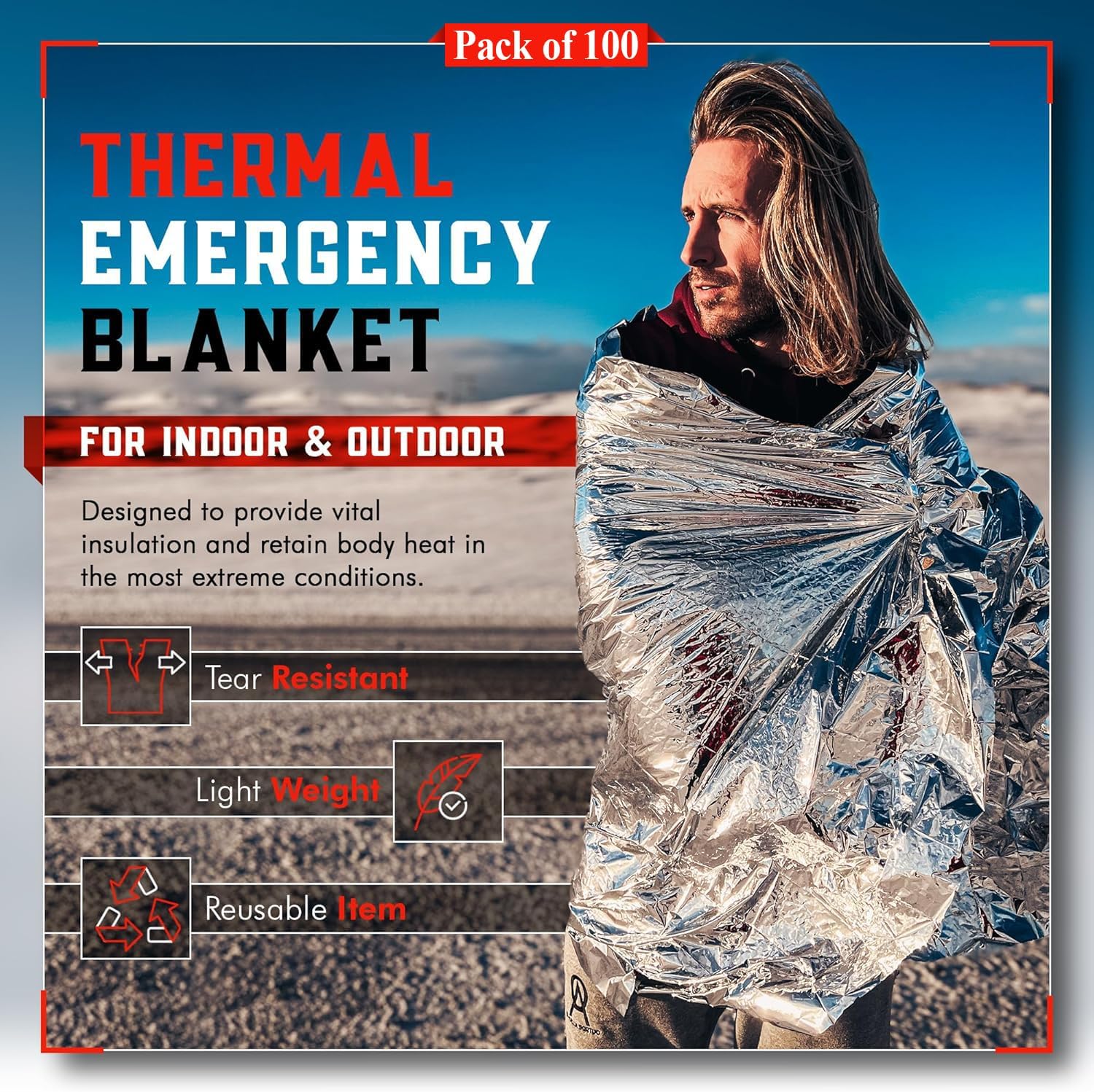 100-Pack Reflective Thermal Bl - огляд і ціна Survival Blanket Reflective