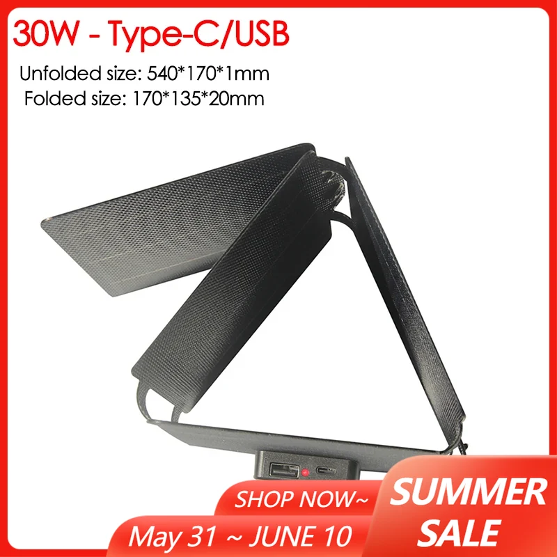 30W 60W Foldable Solar Panel B - огляд і ціна Solar Emergency Charger